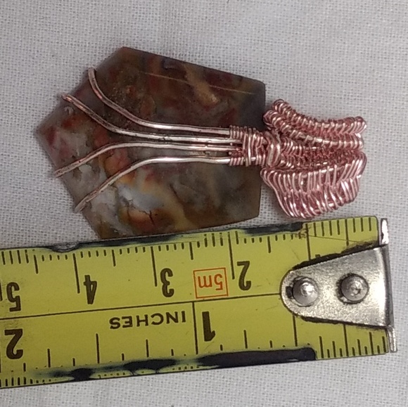 Pentagon Shaped Crazy Lace Agate Pendant - Picture 2 of 8